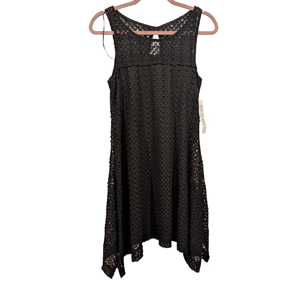 Bethany Black Crochet Lace Overlay Shift Dress Tunic Cover Up Size S